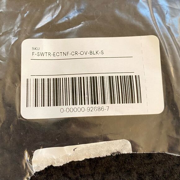 Everlane The ReNew Fleece Oversized Crew Black Size Small NWT - Picture 8 of 8